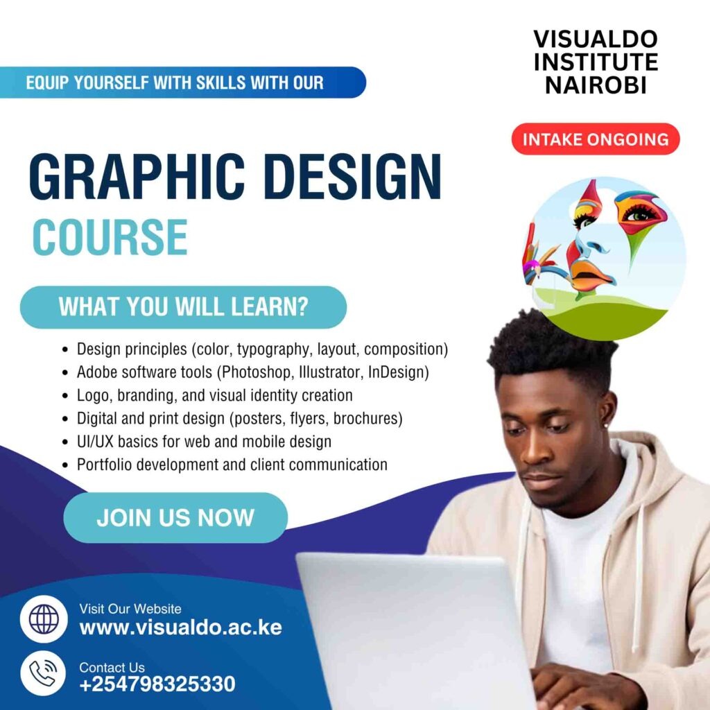 Graphic Design Courses Outline at Visualdo Institute, Nairobi — detailed syllabus covering Photoshop, Illustrator, branding, and digital creativity skills.