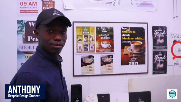 Graphic design students at Visualdo Institute, Nairobi — learning Graphic Design Courses in Photoshop, Illustrator, and branding through hands-on creative design projects.
