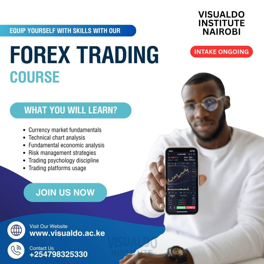 Forex Trading Course at Visualdo Institute Nairobi teaching students technical analysis, market forecasting, risk management, and live trading skills using professional forex trading platforms and real-world financial market simulations.