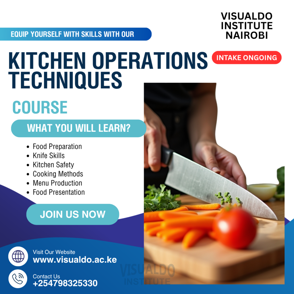Professional culinary training in kitchen operations, meal preparation, and kitchen equipment use.
